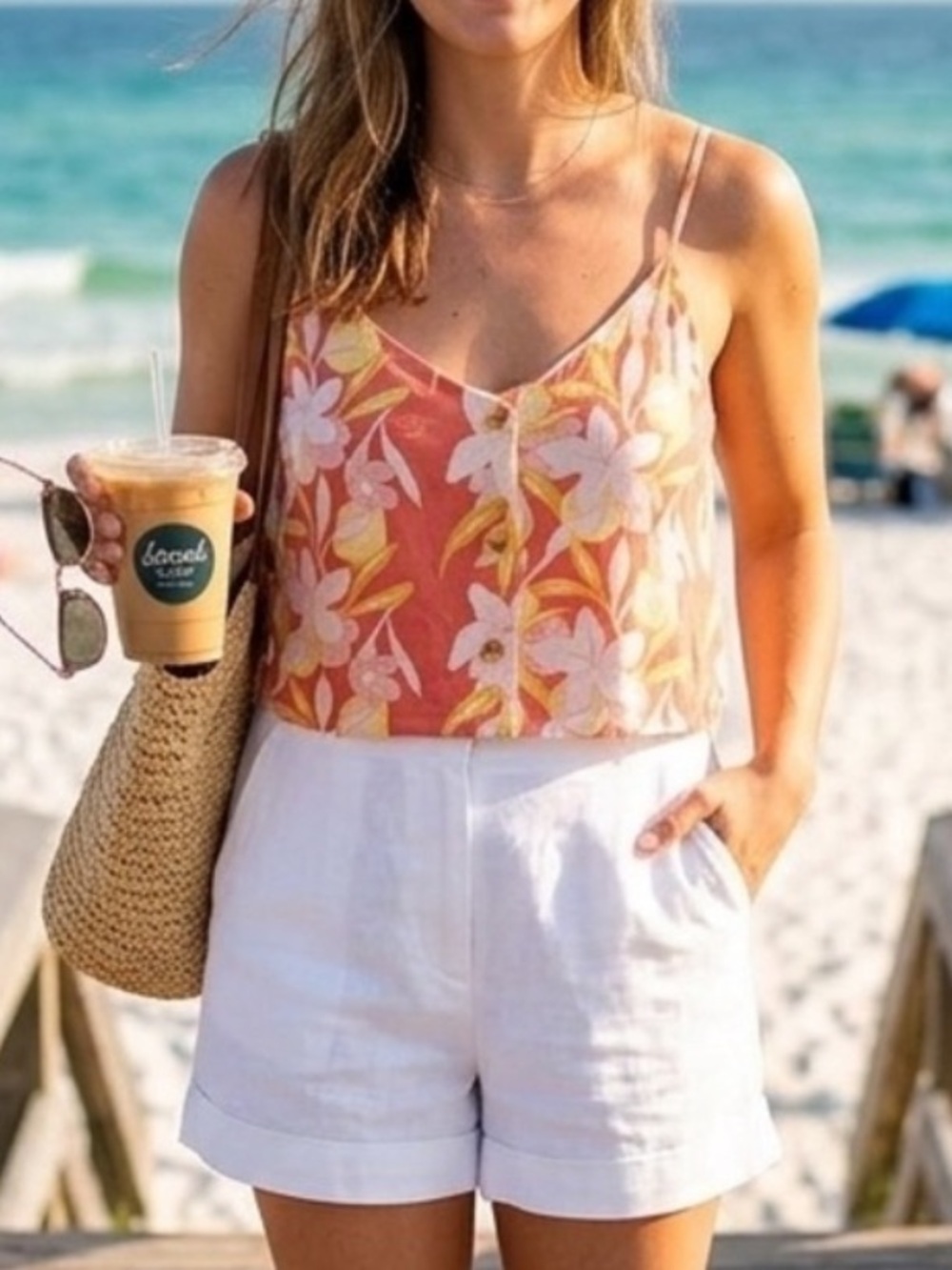 Hurley Pink and Yellow Floral Camisole